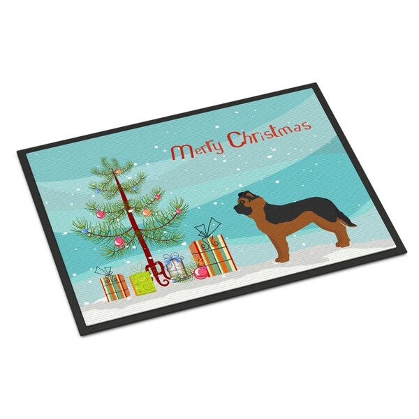 Carolines Treasures 18 x 27 in. Black German Shepherd Mastiff Mix Christmas Tree Indoor or Outdoor Mat CK3833MAT - main